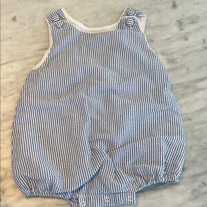 Blue and White Striped Baby Romper